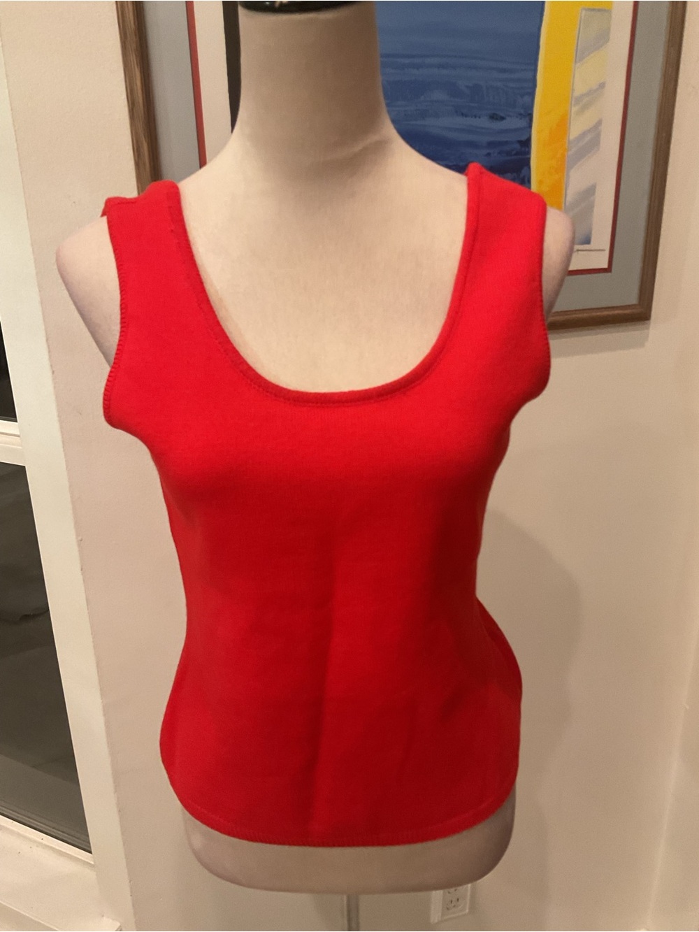 Vintage St. John Santana Red Scoop Neck Sleeveless Tank
